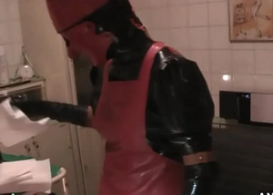 Rubbernurse Agnes -Long black latex nurse dress, sickbay peppery apron with the addition of weaken burst out with - Attaching 2 - pegging about one long dildos, finishing touch analfisting with the addition of jizz flow