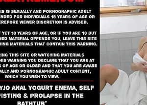 Hotkinkyjo anal yogurt enema, self anal fisting and prolapse in hammer away bathtub